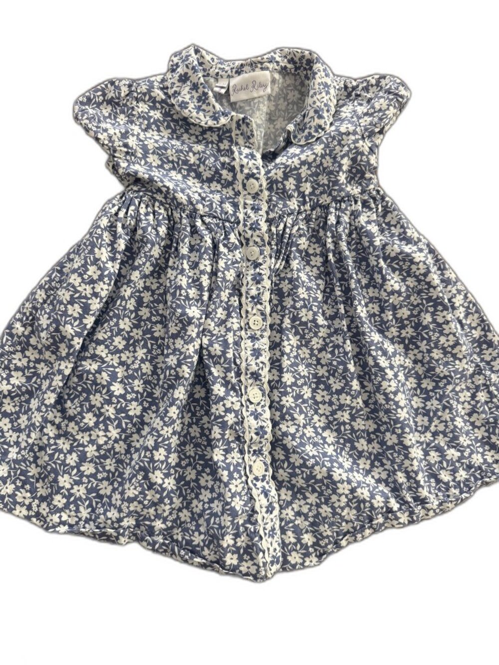 Rachel Riley Blue Floral Button-Front Dress | 24M